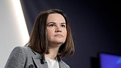 Sviatlana Tsikhanouskaya, em Davos, em 17 janeiro deste ano