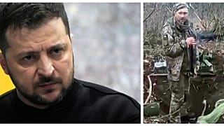 Volodymyr Zelenskyy, à esquerda, promete vingar a execução do soldado Timofiy Shadura, à direita