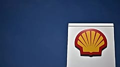 A photograph shows the logo of the multinational oil and gas company Shell at a petrol station in Eltham, south east of London.   
