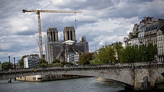 Felújítási munkálatok a Notre-Dame-székesegyháznál 2022 augusztusában