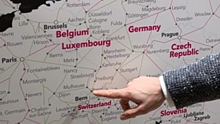Mapa de las conexiones en tren en la ITB de Berlín.