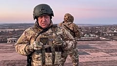 In this handout photo taken from video released on March 3, 2023, Yevgeny Prigozhin, the owner of the Wagner Group stands at an unspecified location in Ukraine.