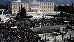 Γενική άποψη από την συγκέντρωση διαμαρτυρίας στο Σύνταγμα,ως αντίδραση στο πιο πολύνεκρο σιδηροδρομικό δυστύχημα