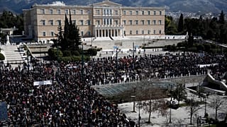 Γενική άποψη από την συγκέντρωση διαμαρτυρίας στο Σύνταγμα,ως αντίδραση στο πιο πολύνεκρο σιδηροδρομικό δυστύχημα