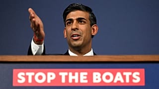 Britain's Prime Minister Rishi Sunak speaks during a press conference on 7 March 2023, following the announcement of the Illegal Migration Bill.