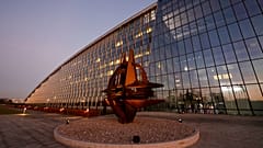  NATO star sculpture and the Alliance headquarters
