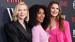 TIME Women of the Year nominees Cate Blanchett and Angela Bassett pose with Brooke Shields (R) at the Wednesday 8 March gala