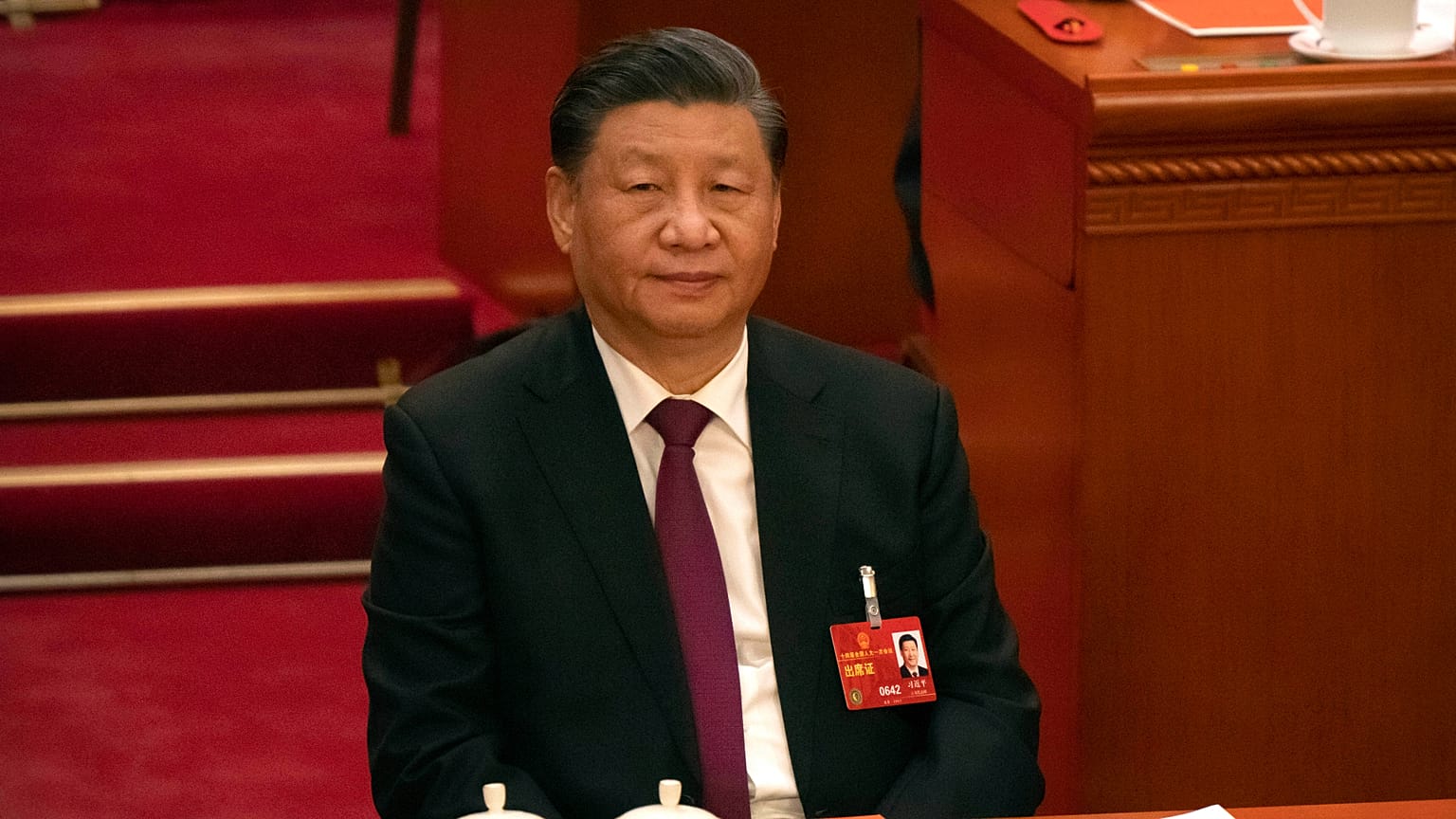 Chinese President Xi Jinping attends a session of China's National People's Congress at the Great Hall of the People in Beijing.