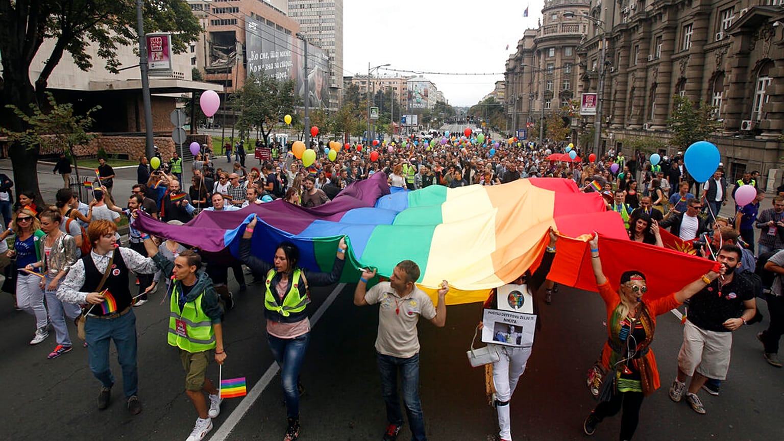 A pride march in Belgrade, Serbia in 2015.