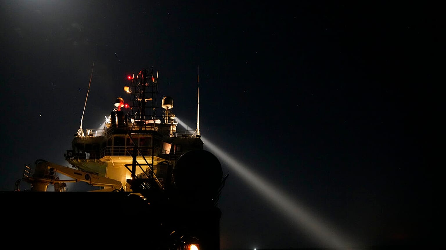 The Spanish NGO Open Arms lifeguards ship search for migrants during a rescue operation in the international waters zone, Mediterranean sea, 