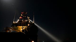 The Spanish NGO Open Arms lifeguards ship search for migrants during a rescue operation in the international waters zone, Mediterranean sea,