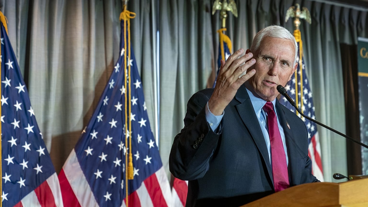 Mike Pence egy Washingtonban, a kongresszusi könyvtárban tartott februári előadásán