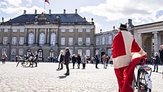 The scene at Amalienborg Palace Square, in Copenhagen, Denmark, April 16, 2020.