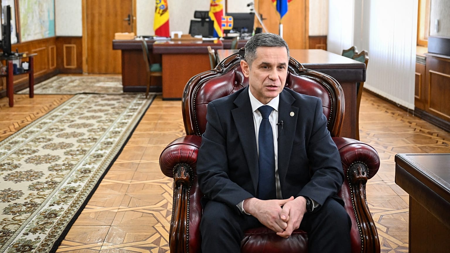 Anatolie Nosatii interjút ad az AFP-nek Kisinyovban 2023.03.13-án.  