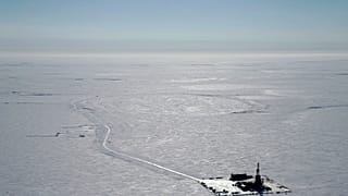 This 2019 aerial photo provided by ConocoPhillips shows an exploratory drilling camp at the proposed site of the Willow oil project on Alaska's North Slope