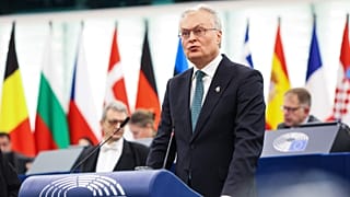 Президент Литвы Гитанас Науседа выступает в Европарламенте 
