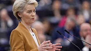Presidente da Comissão Europeia, Ursula Von der Leyen, num dsicurso no Parlamento Europeu