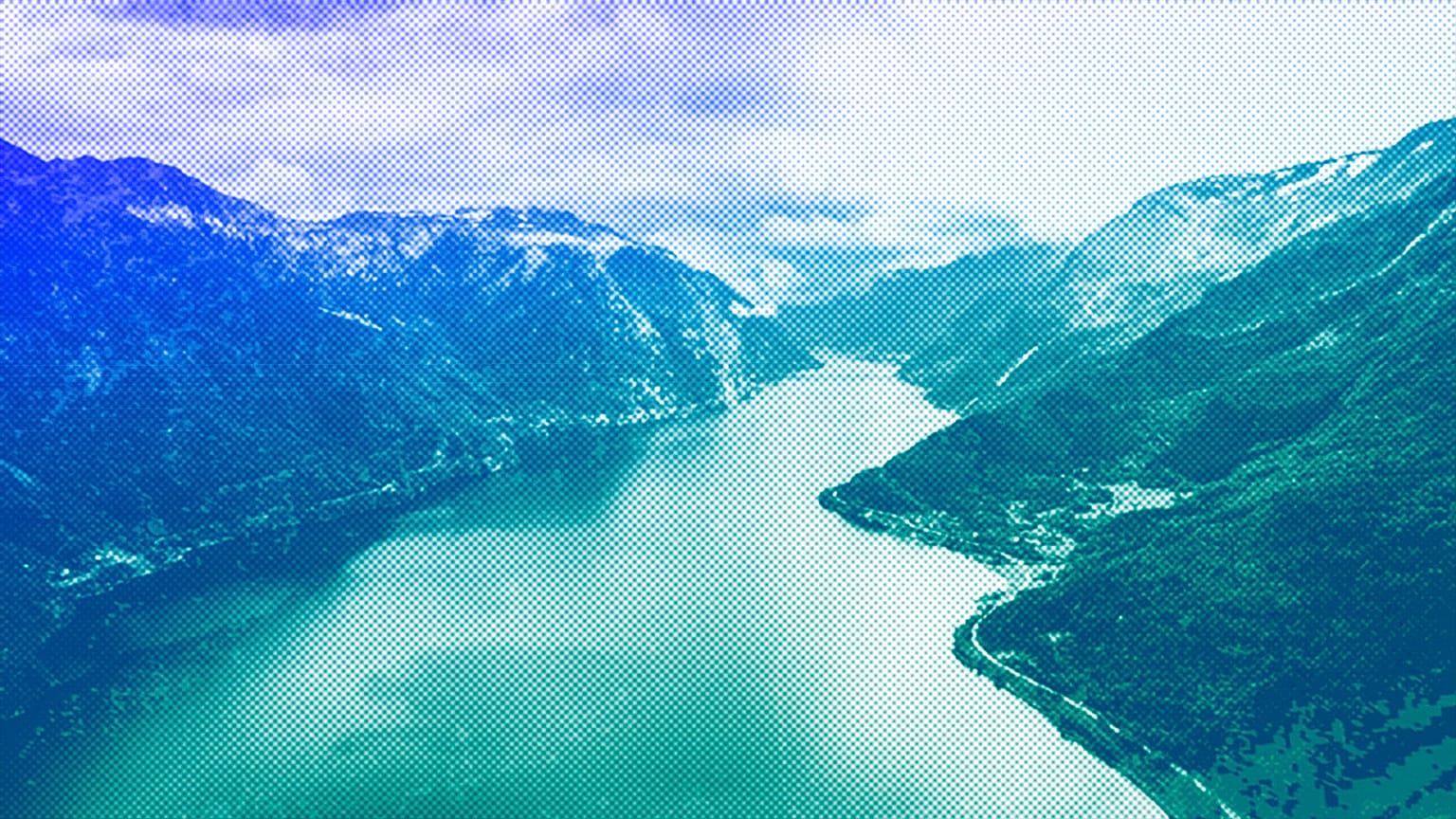 A drone view of a fjord in Norway, 2021