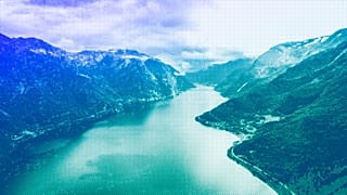 A drone view of a fjord in Norway, 2021