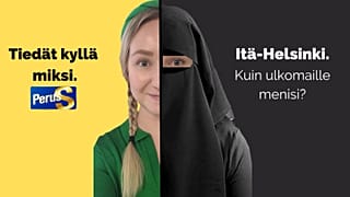 Image of campaign poster by Finns Party election candidate, March 2023