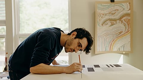 Tyler Hobbs in his studio