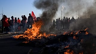 Burning detritus after pension reform protests in Paris