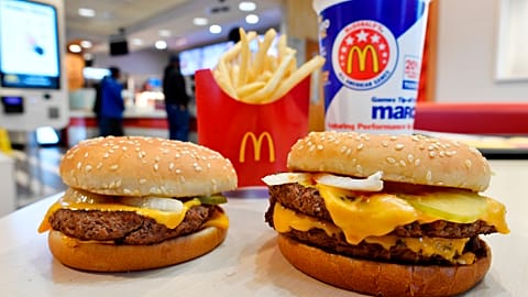 A McDonald's restaurant with single use packaging.