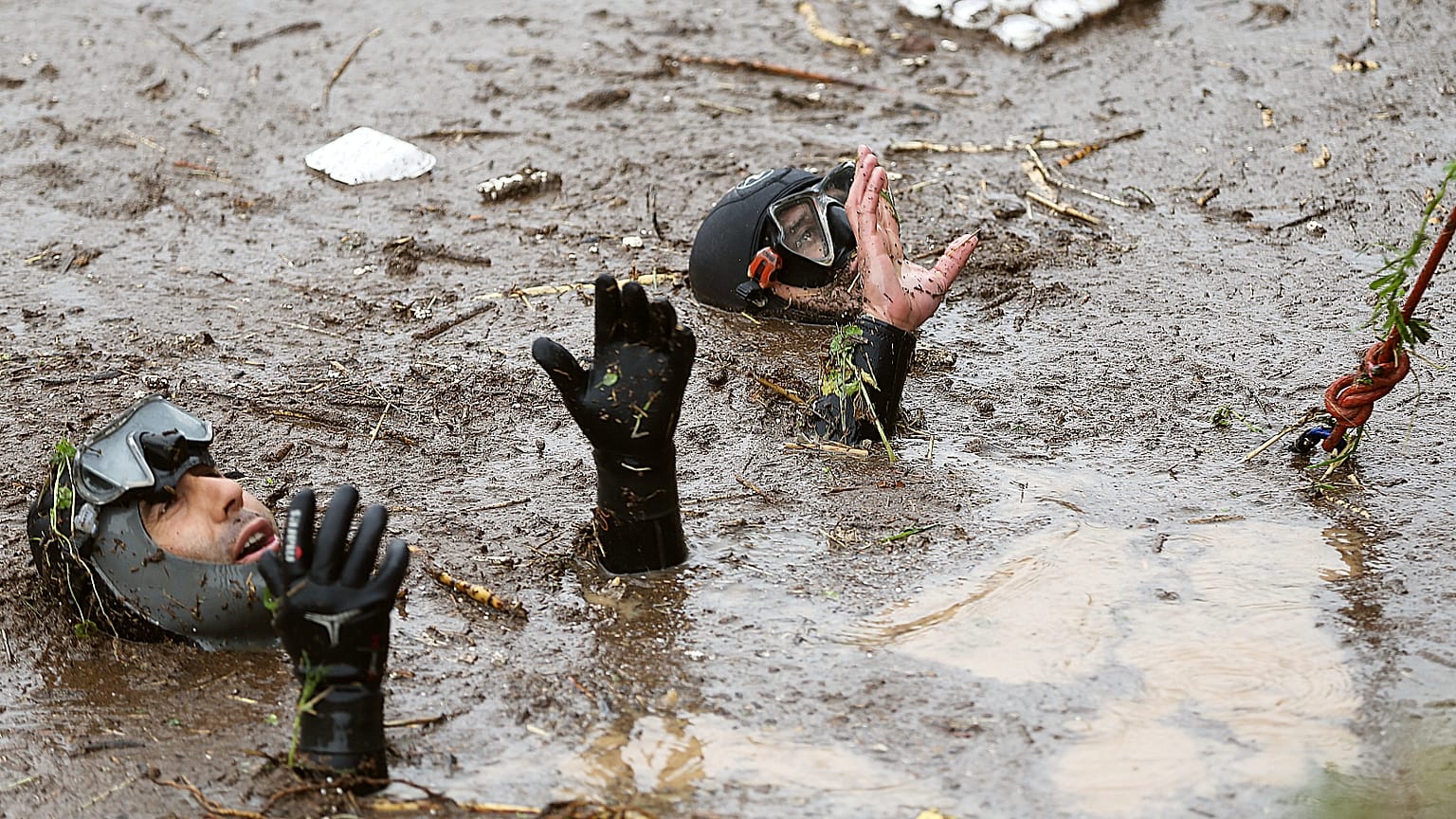 Turkish Police Department conduct search and rescue operation after downpour hit Sanliurfa