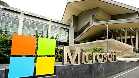  In this July 3, 2014, file photo, the Microsoft Corp. logo is displayed outside the Microsoft Visitor Center in Redmond, Wash