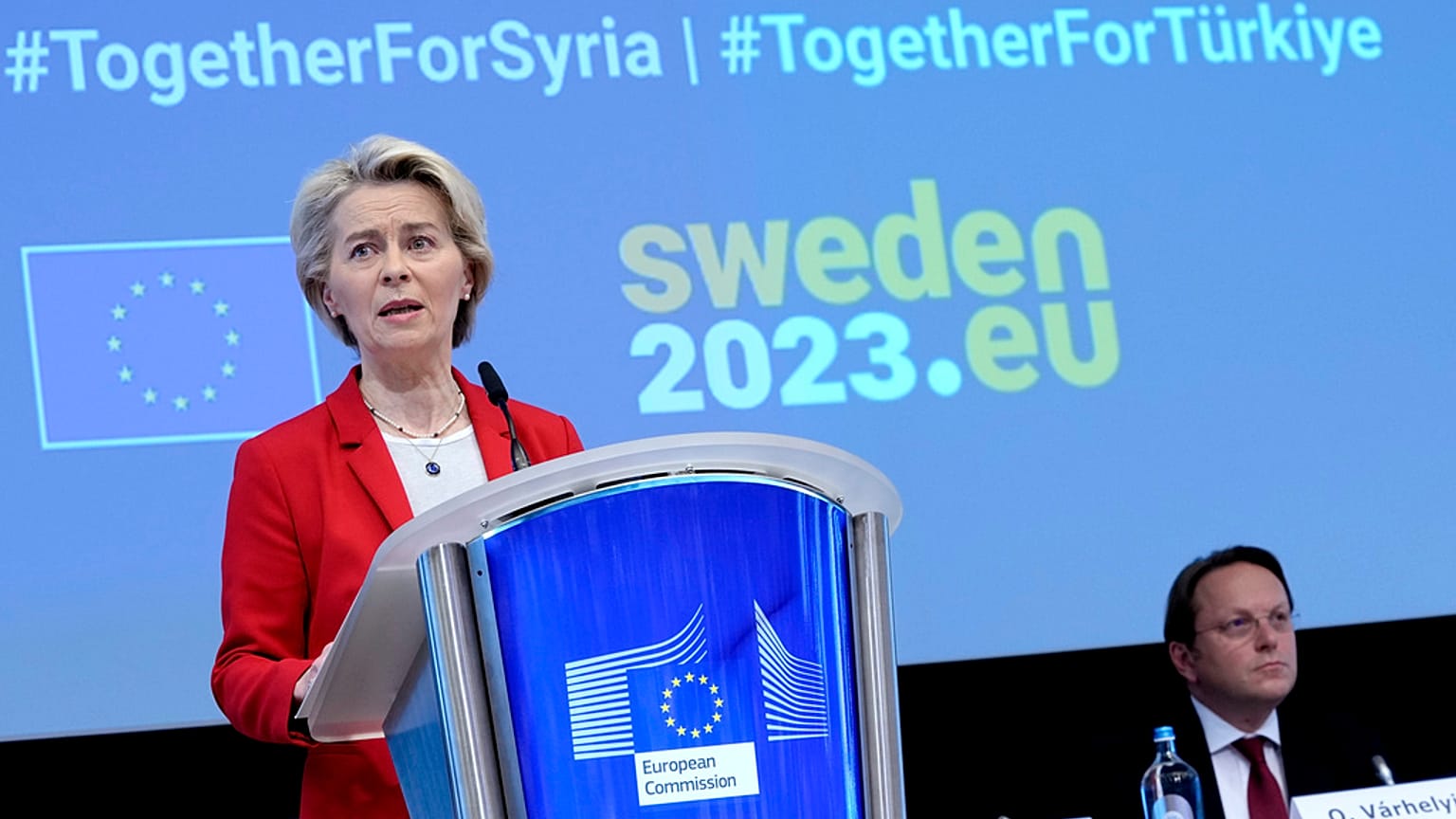 AB Komisyonu Başkanı Leyen, Türkiye ve Suriye'de deprem bölgelerine mali destek toplamak amacıyla düzenlenen Uluslararası Bağışçılar Konferansı'ndan konuştu