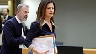 Varga Judit igazságügyi miniszter az Európai Unió Igazság- és Belügyi Tanácsának brüsszeli ülésén 2023. március 10-én.