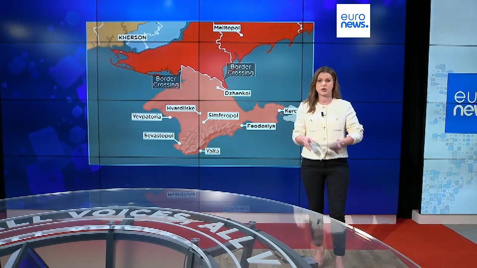 Sasha Vakulina presenta la serie Mapa de la guerra en Ucrania. 