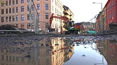A construction site at Klosterenga Park, Oslo, Norway