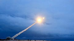 the launch of what President Vladimir Putin said is Russia's new nuclear-powered intercontinental cruise missile on Thursday, March 1, 2018.