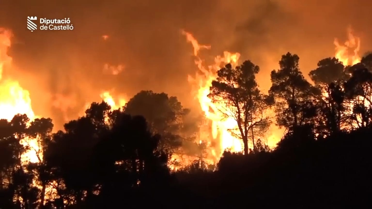 El primer gran incendio forestal de la temporada en España afecta a las provincias de Castellón y Teruel.