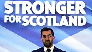 Newly elected Scottish National Party leader Humza Yousaf speaks after being announced new SNP leader, at Murrayfield Stadium, in Edinburgh, Scotland, Monday, March 27, 2023.