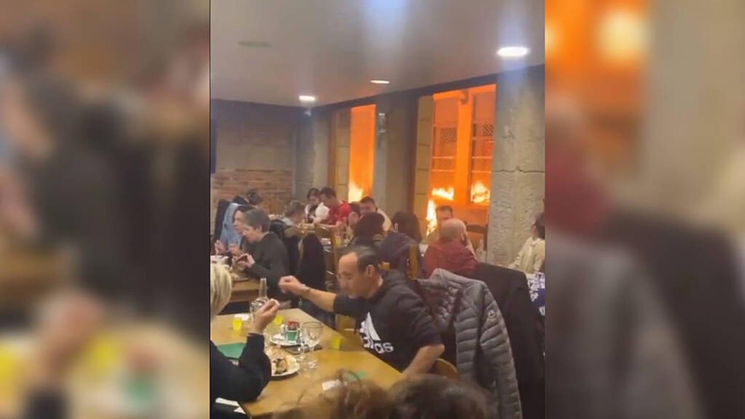 Diners continued eating their meals seemingly unfazed