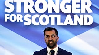 Newly elected Scottish National Party leader Humza Yousaf speaks after being announced new SNP leader, at Murrayfield Stadium, in Edinburgh, Scotland, Monday, March 27, 2023.
