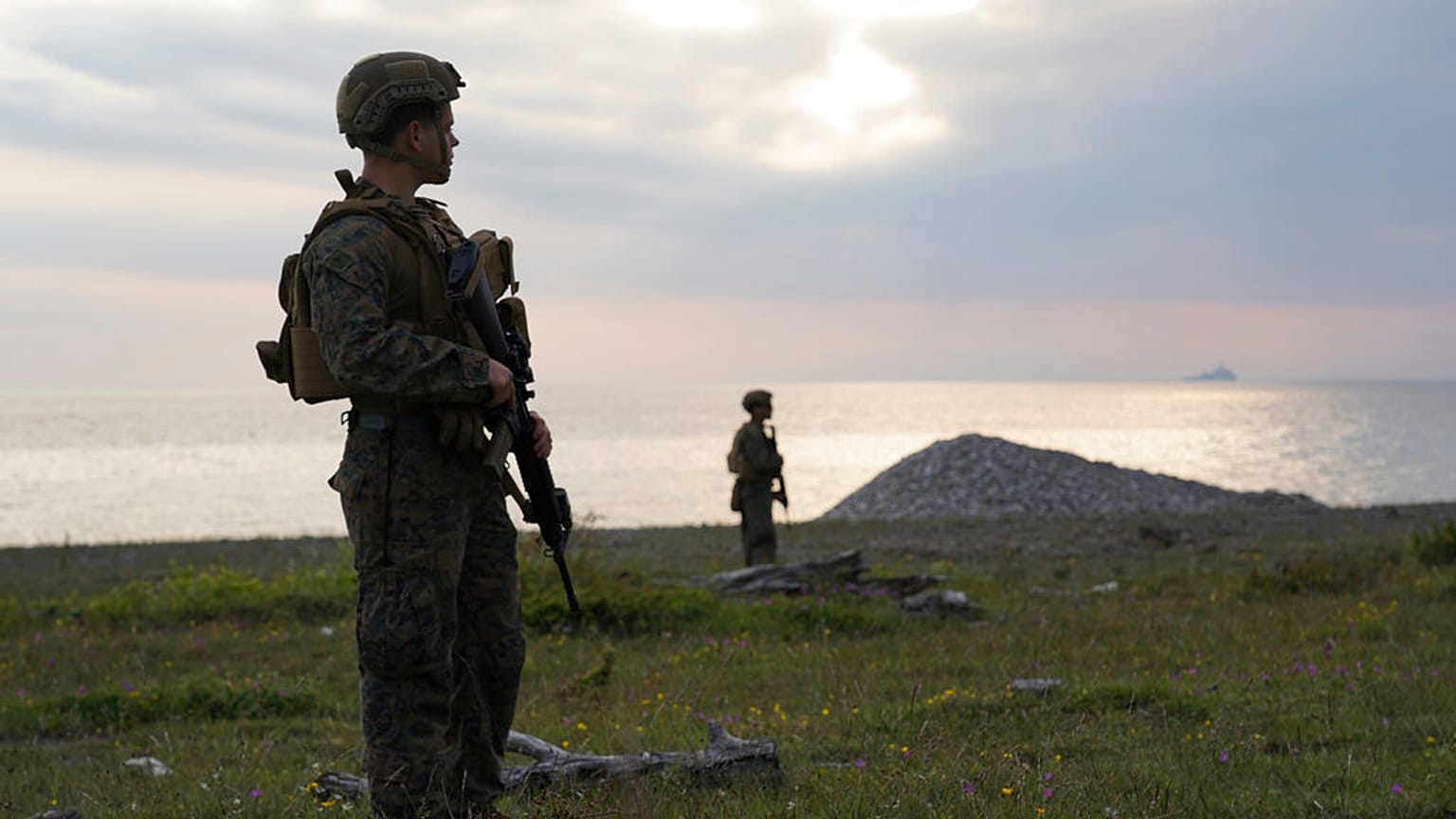 A US solider on a NATO training exercise in Sweden. 