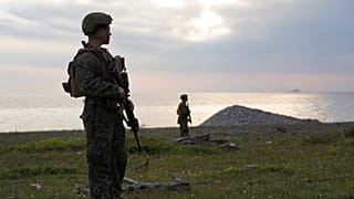 A US solider on a NATO training exercise in Sweden. 