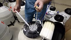 Embryologist Rick Slifkin displays some of the frozen sperm stored at Reproductive Medicine Associates of New York, ,Oct. 3, 2013.