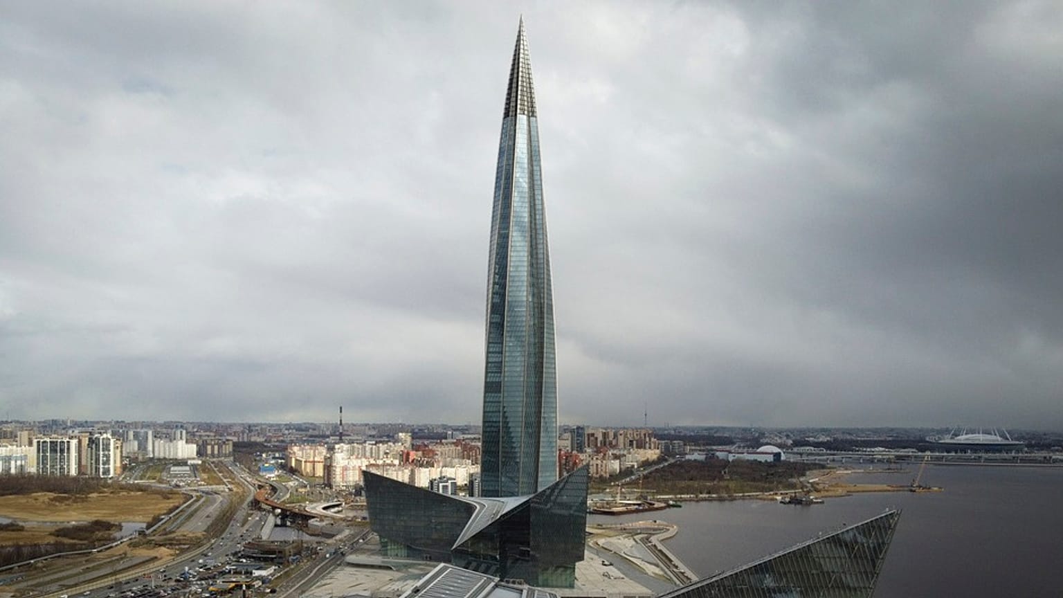 The headquarters of Russian gas monopoly Gazprom in St. Petersburg, Russia