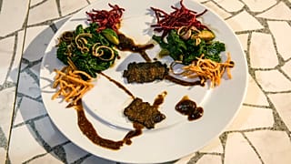 FILE - A lab-grown steak during a presentation by the Israeli company Aleph Farms, in Jaffa, Israel - Jan. 16, 2019 