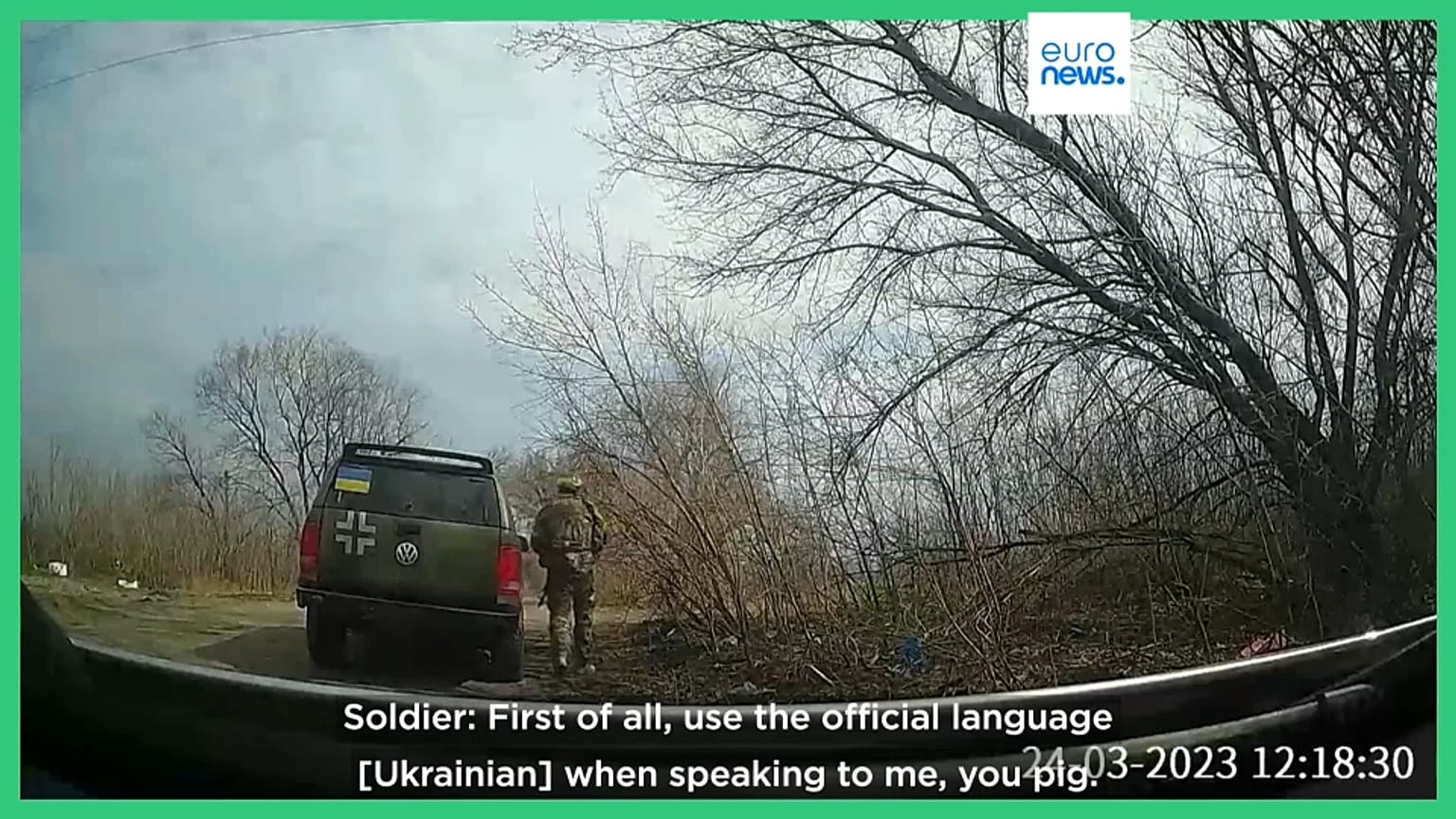 Capture d'écran de la vidéo incriminant, à tort, des soldats ukrainiens