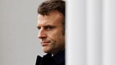 French President Emmanuel Macron attends a ceremony in tribute to French GIGN gendarme Marechal des Logis-Chef Arnaud Blanc -