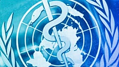 The logo of the World Health Organisation is seen at the WHO headquarters in Geneva, 2009