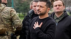 Volodimir Zelenszkij Zaporizzsjában 2023. március 27-én