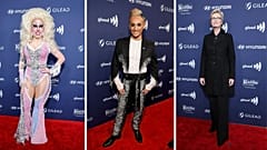 From left to right: Brigitte Bandit, Frankie Grande and Jane Lynch at the 34th Annual GLAAD Media Awards