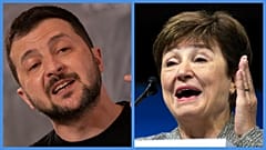 Volodomir Zelenszkij ukrán elnök és Kristalina Georgieva, az IMF elnöke