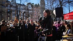 La Première ministre finlandaise Sanna Marin lors d'un meeting à Helsinki, 1er avril 2023.